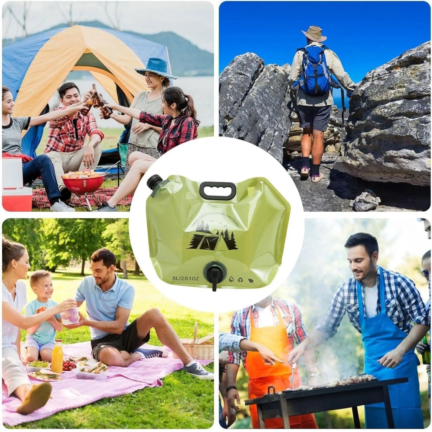 8 Liter Folding Water Storage Bag Pouch for Cycling, Picnic, Outdoor Camping