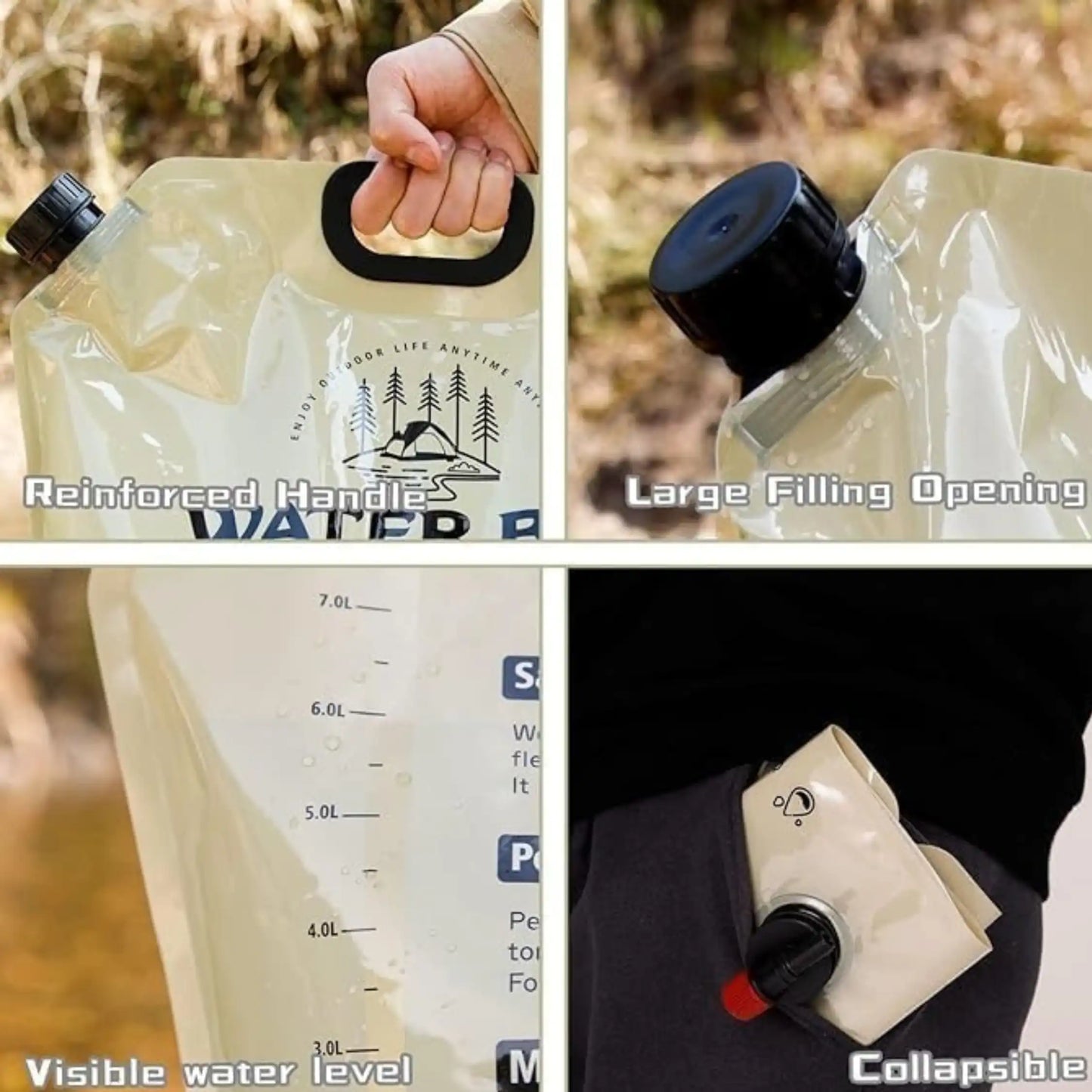 8 Liter Folding Water Storage Bag Pouch for Cycling, Picnic, Outdoor Camping