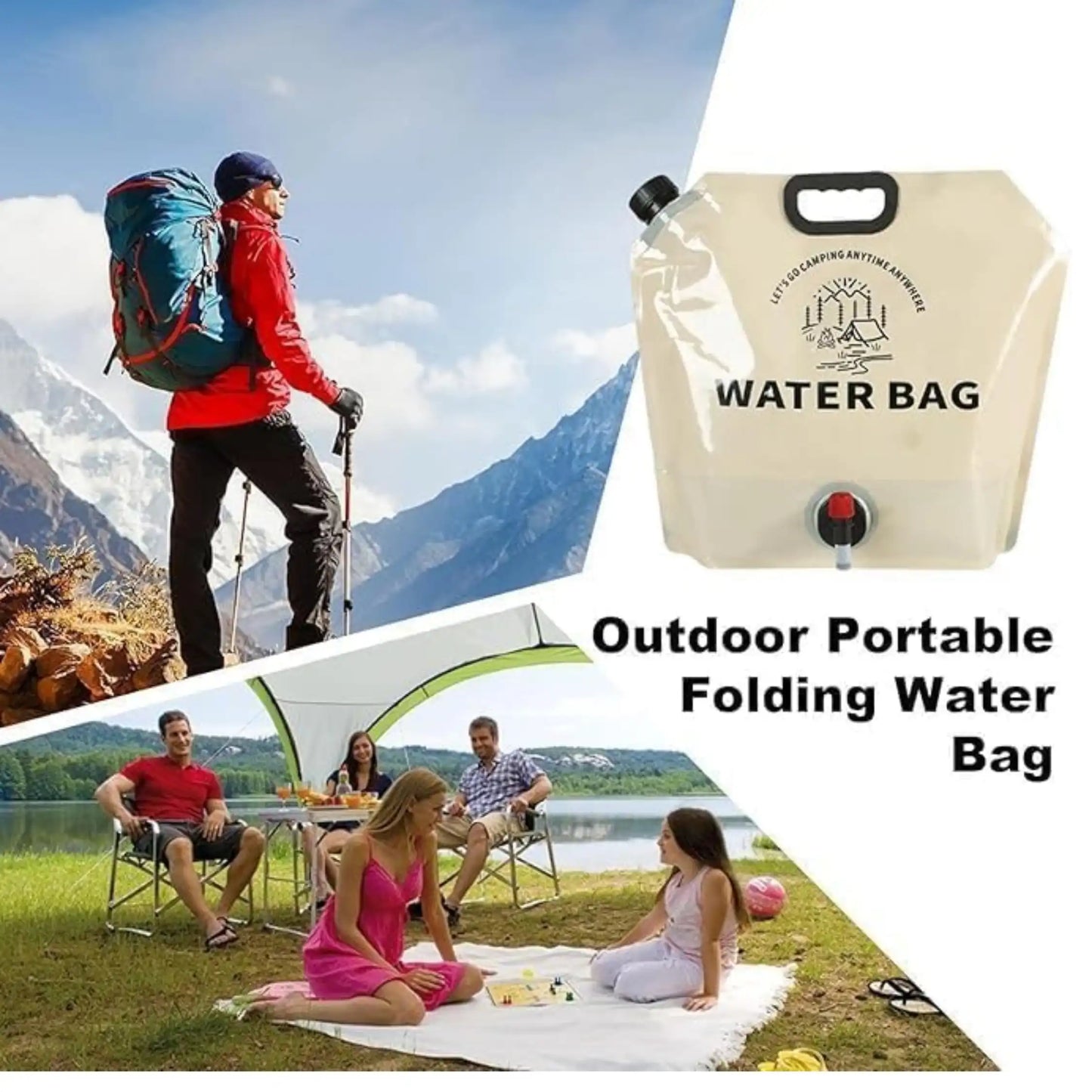 8 Liter Folding Water Storage Bag Pouch for Cycling, Picnic, Outdoor Camping