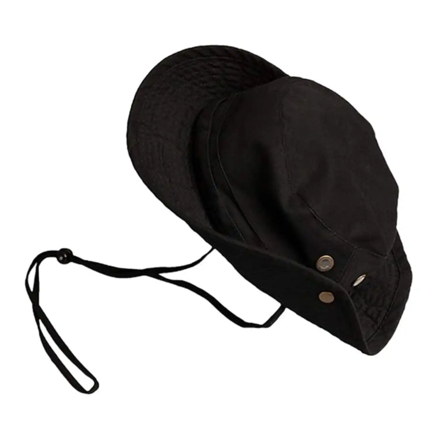 Flipper Cotton Foldable Outdoor Bucket Hat, Black