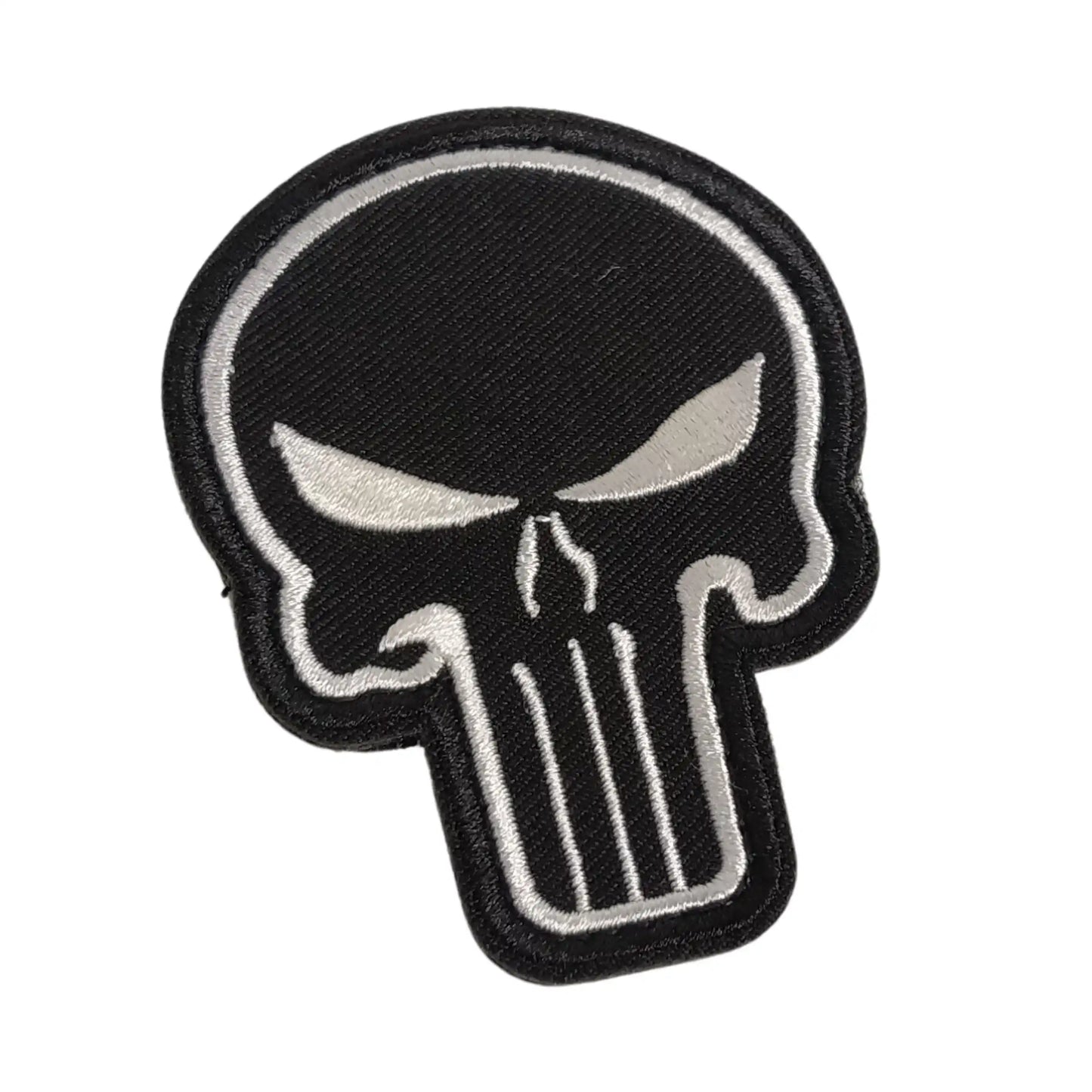 Skull Embroidered Tactical Morale Patch - Black