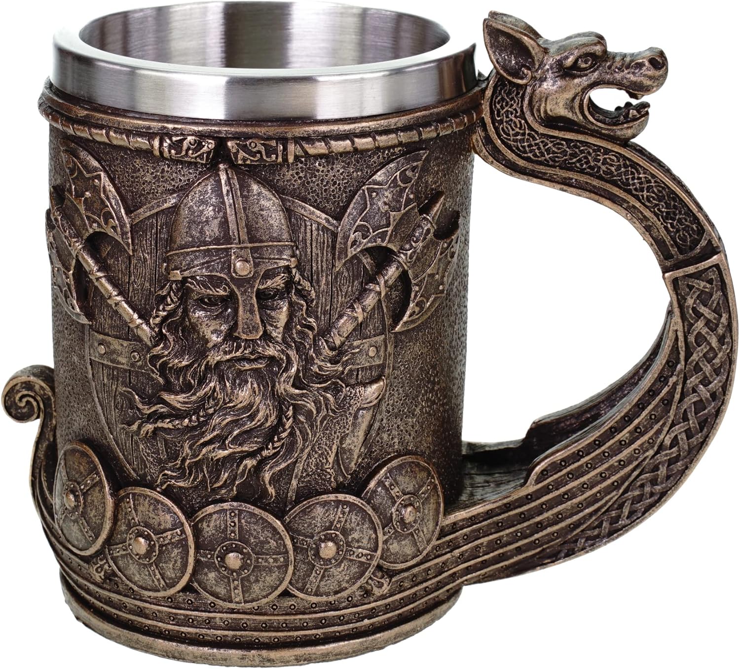 3D Medieval Norse Viking Ship Stainless Steel Mug