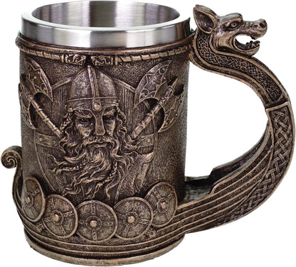 3D Medieval Norse Viking Ship Stainless Steel Mug