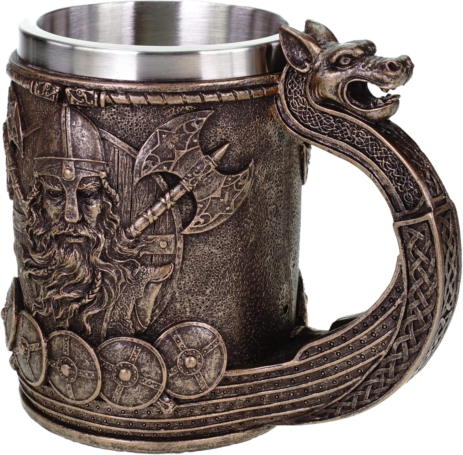 3D Medieval Norse Viking Ship Stainless Steel Mug
