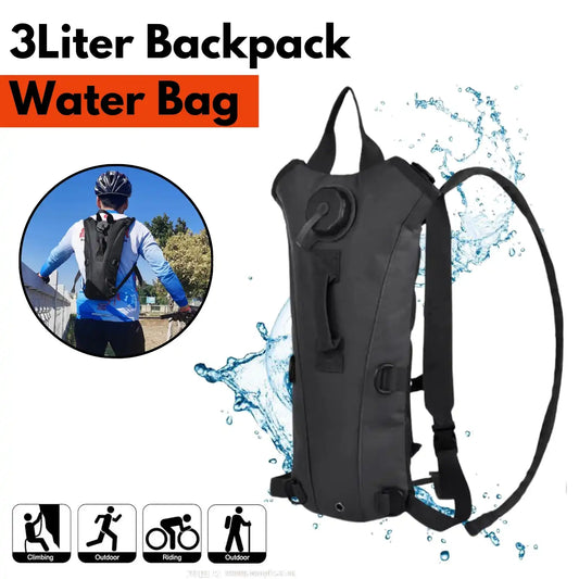 3 Liter Hydration Backpack Water Bag For Hiking, Camping, Cycling, Running - Black