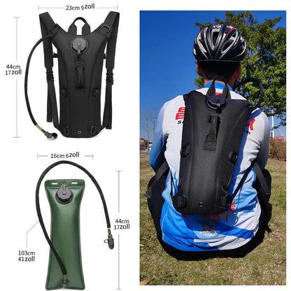 3 Liter Hydration Backpack Water Bag For Hiking, Camping, Cycling, Running - Black