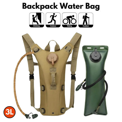 3 Liter Hydration Backpack Water Bag For Hiking, Camping, Cycling, Running - Tan