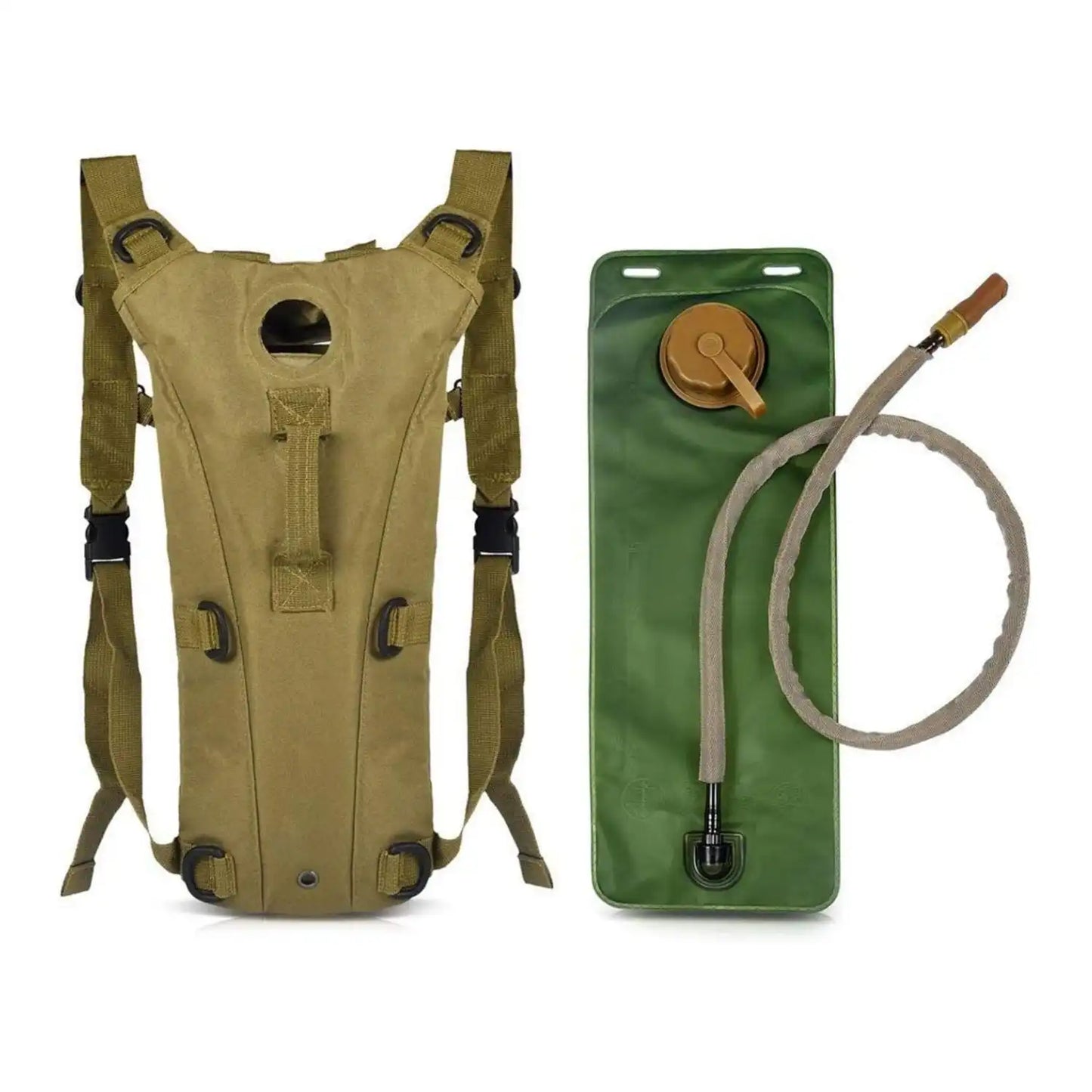 3 Liter Hydration Backpack Water Bag For Hiking, Camping, Cycling, Running - Tan