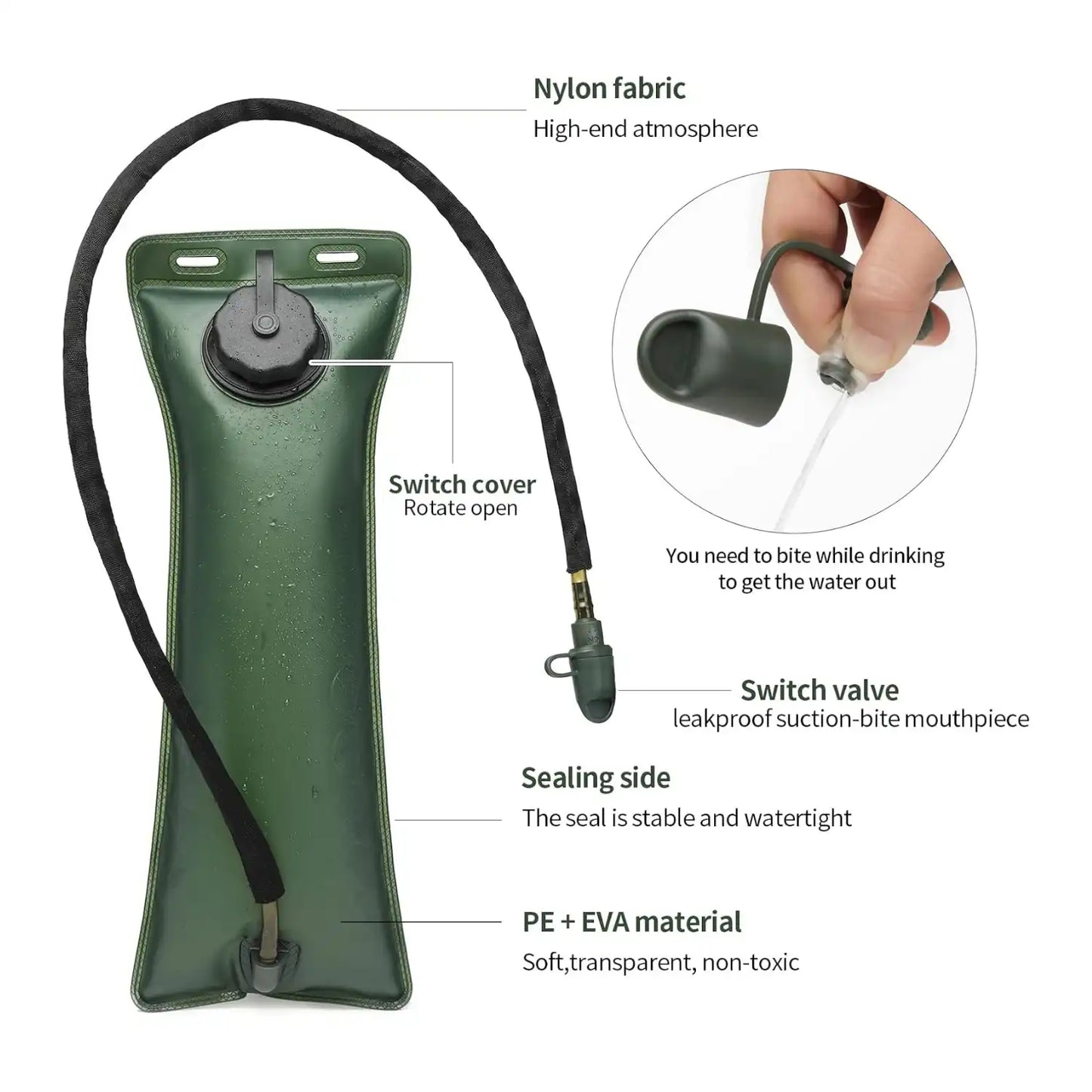 3 Liter Hydration Backpack Water Bag For Hiking, Camping, Cycling, Running - Tan