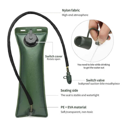 3 Liter Hydration Backpack Water Bag For Hiking, Camping, Cycling, Running - Tan