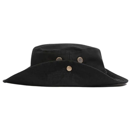 Flipper Cotton Foldable Outdoor Bucket Hat, Black