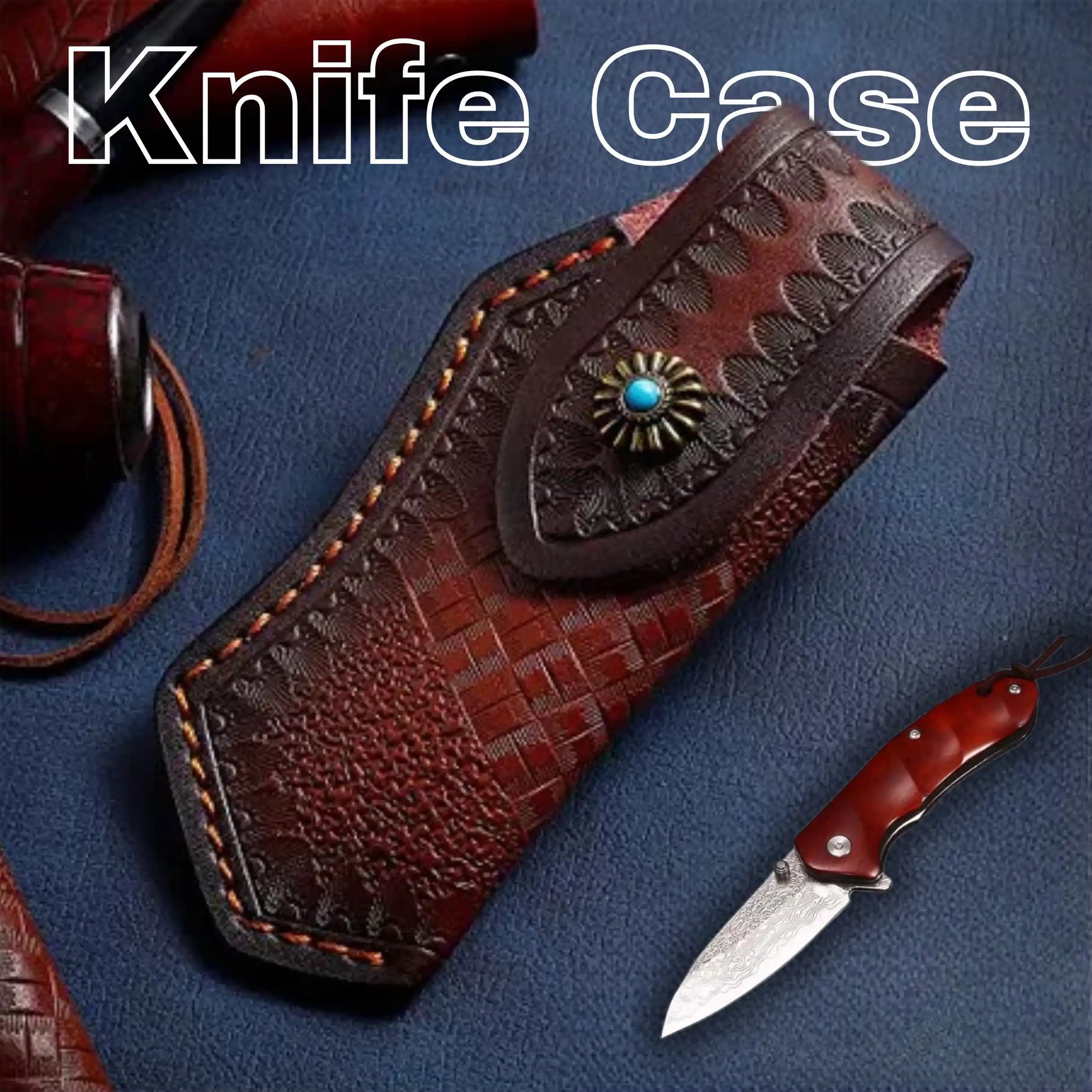 Leather Pocket Knife Belt Bag for Outdoor Camping & Hunting