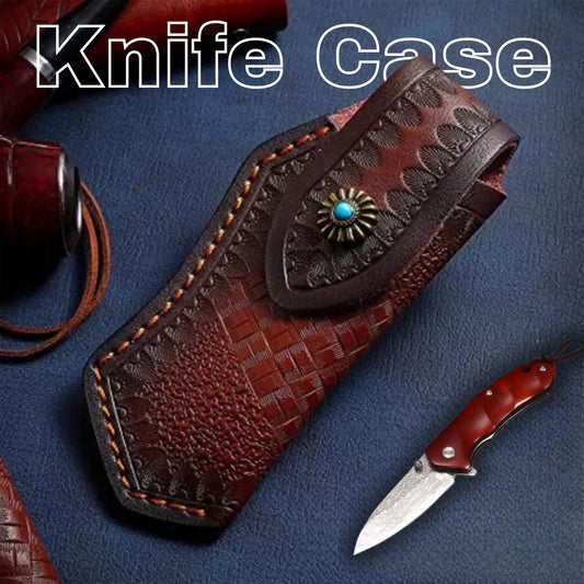 Leather Pocket Knife Belt Bag for Outdoor Camping & Hunting
