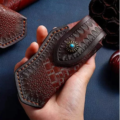 Leather Pocket Knife Belt Bag for Outdoor Camping & Hunting