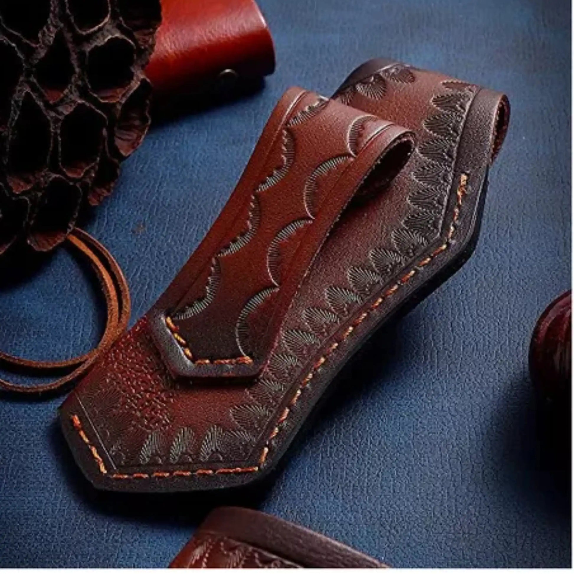 Leather Pocket Knife Belt Bag for Outdoor Camping & Hunting