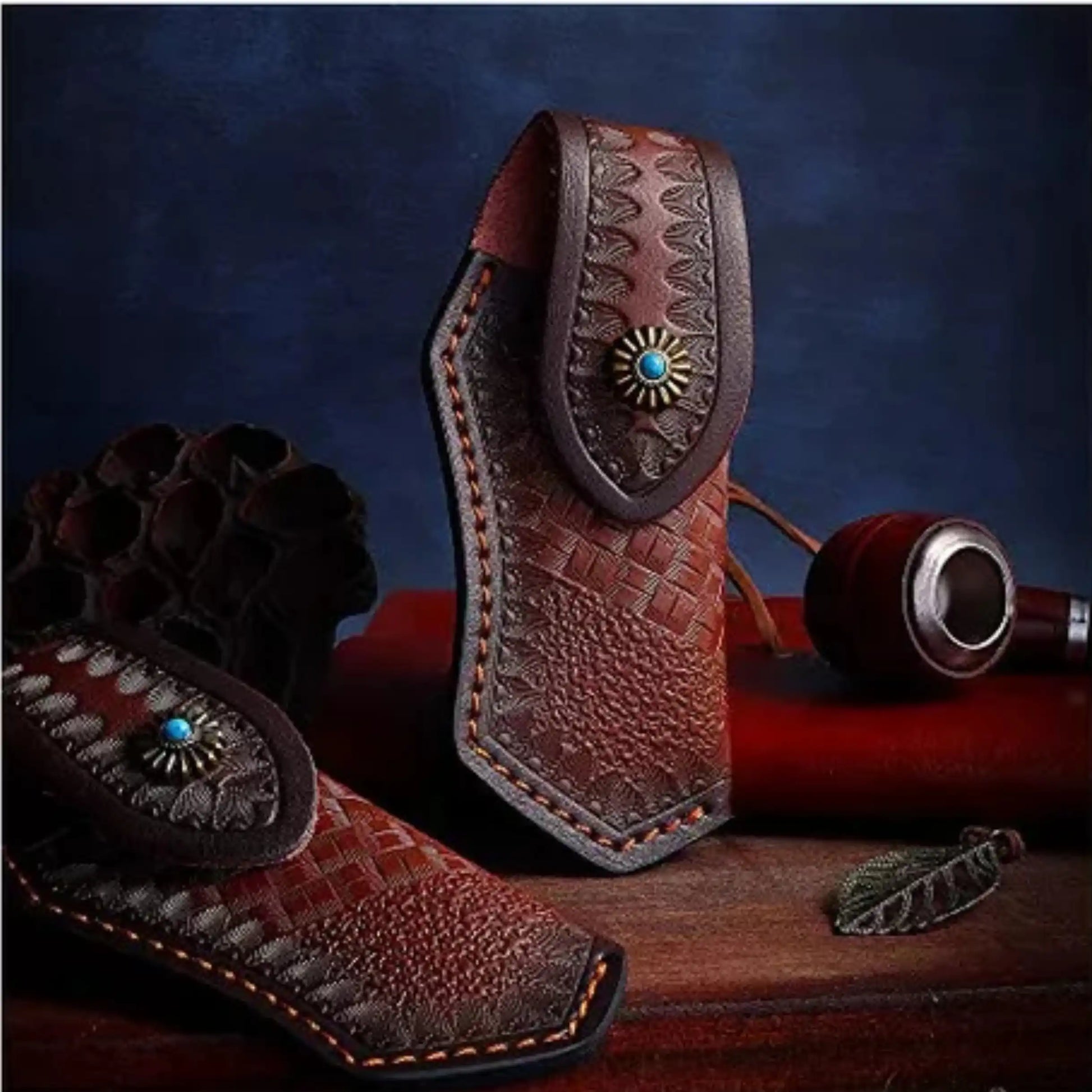Leather Pocket Knife Belt Bag for Outdoor Camping & Hunting