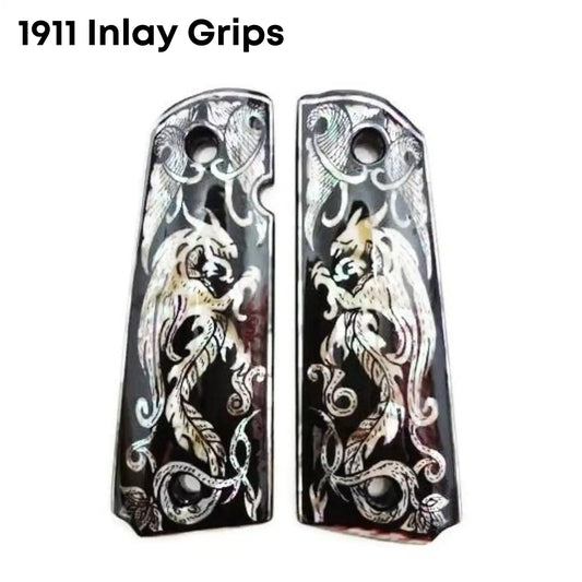 Mother of Pearl Inlay 1911 Grips - Black Devil