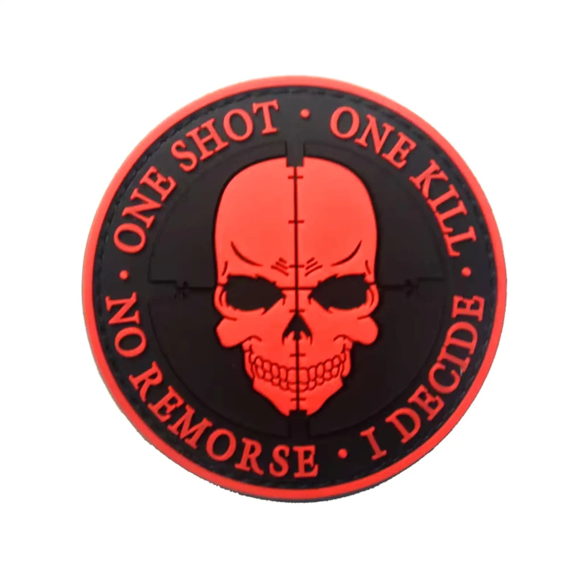 One Shot One Kill Sniper PVC Morale Patches in Red Color