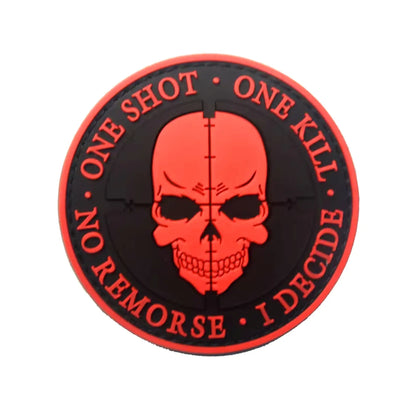 One Shot One Kill Sniper PVC Morale Patches in Red Color