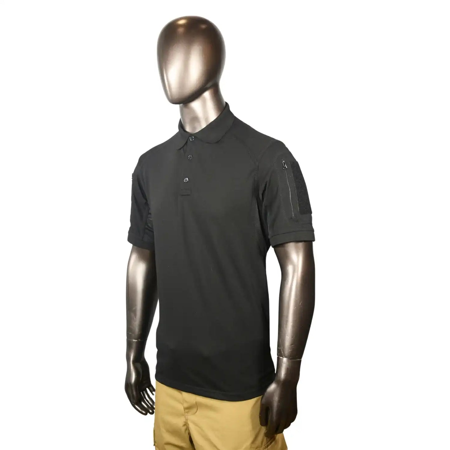 Outpost Tactical Black Polo Shirt with Sleeves Pockets