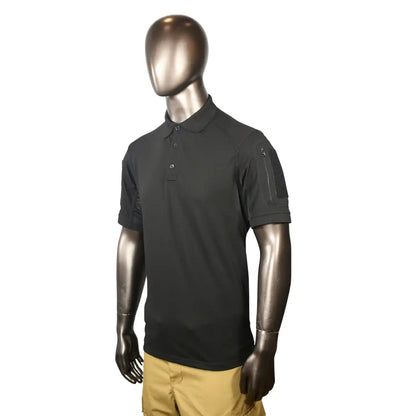 Outpost Tactical Black Polo Shirt with Sleeves Pockets