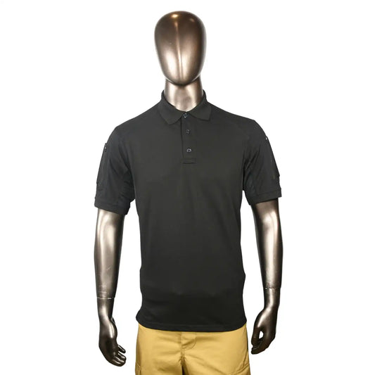 Outpost Tactical Black Polo Shirt with Sleeves Pockets