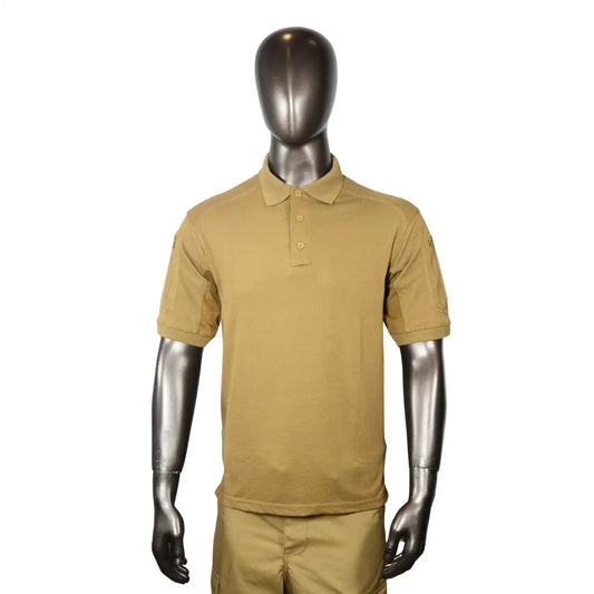 Outpost Tactical Khaki Polo Shirt with Sleeves Pockets