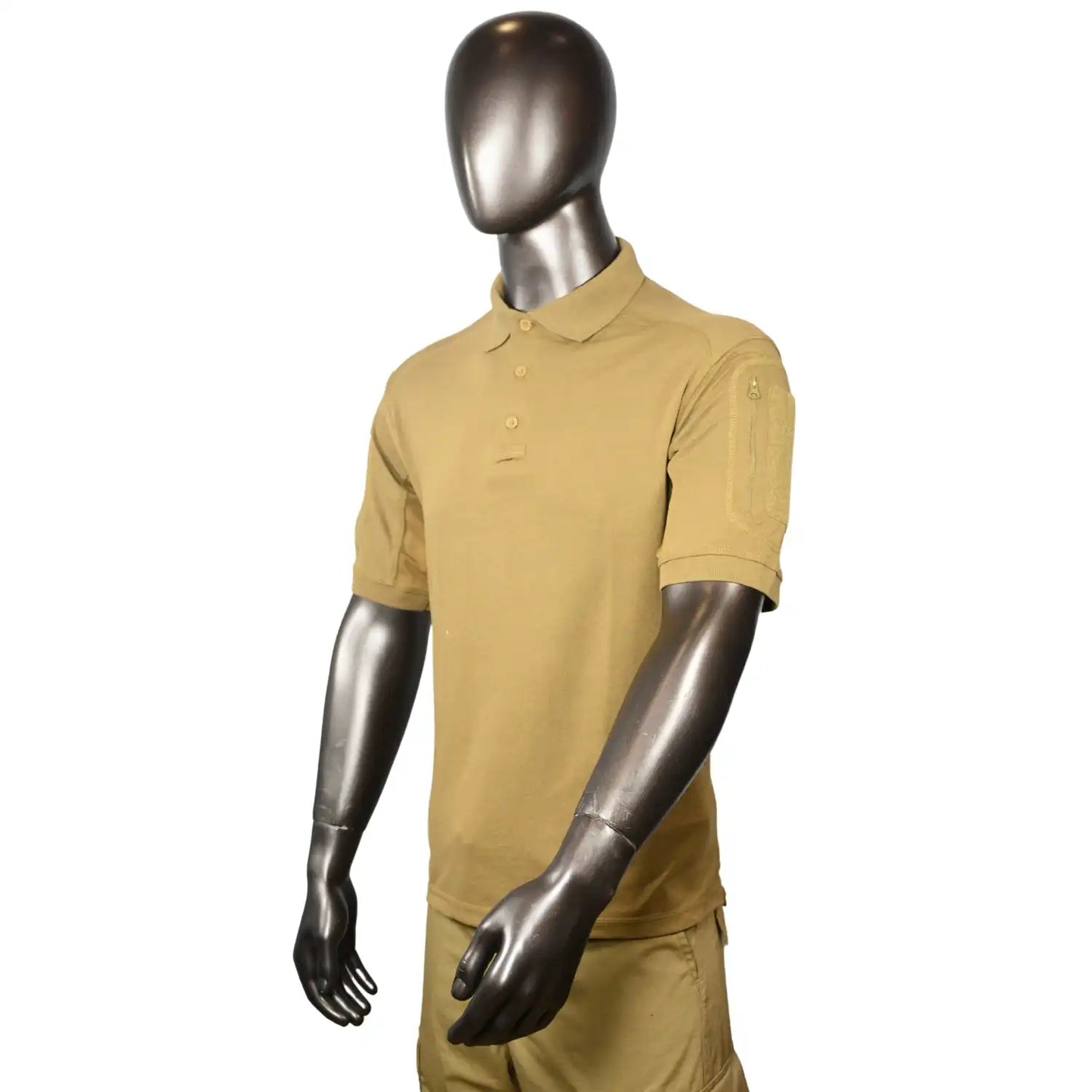 Outpost Tactical Khaki Polo Shirt with Sleeves Pockets