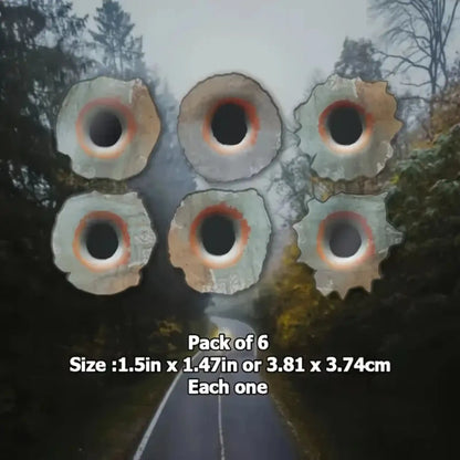 Set of 6 Realistic Rusty Bullet Hole Stickers