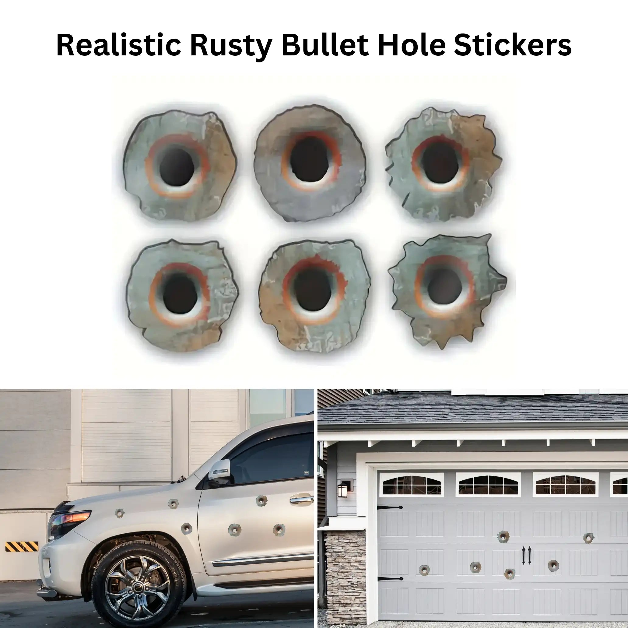 Buy Set of 6 Realistic Rusty Bullet Hole Stickers in Pakistan – Outpost