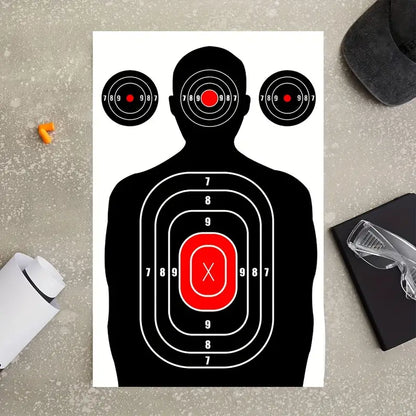 Silhouette & Red Bullseye Paper Shooting Targets - Pack of 25