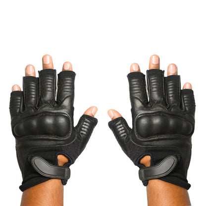 Tactical Protective Shooting Half Finger Gloves - Black 