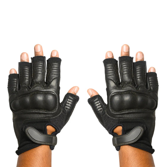 Tactical Protective Shooting Half Finger Gloves - Black 