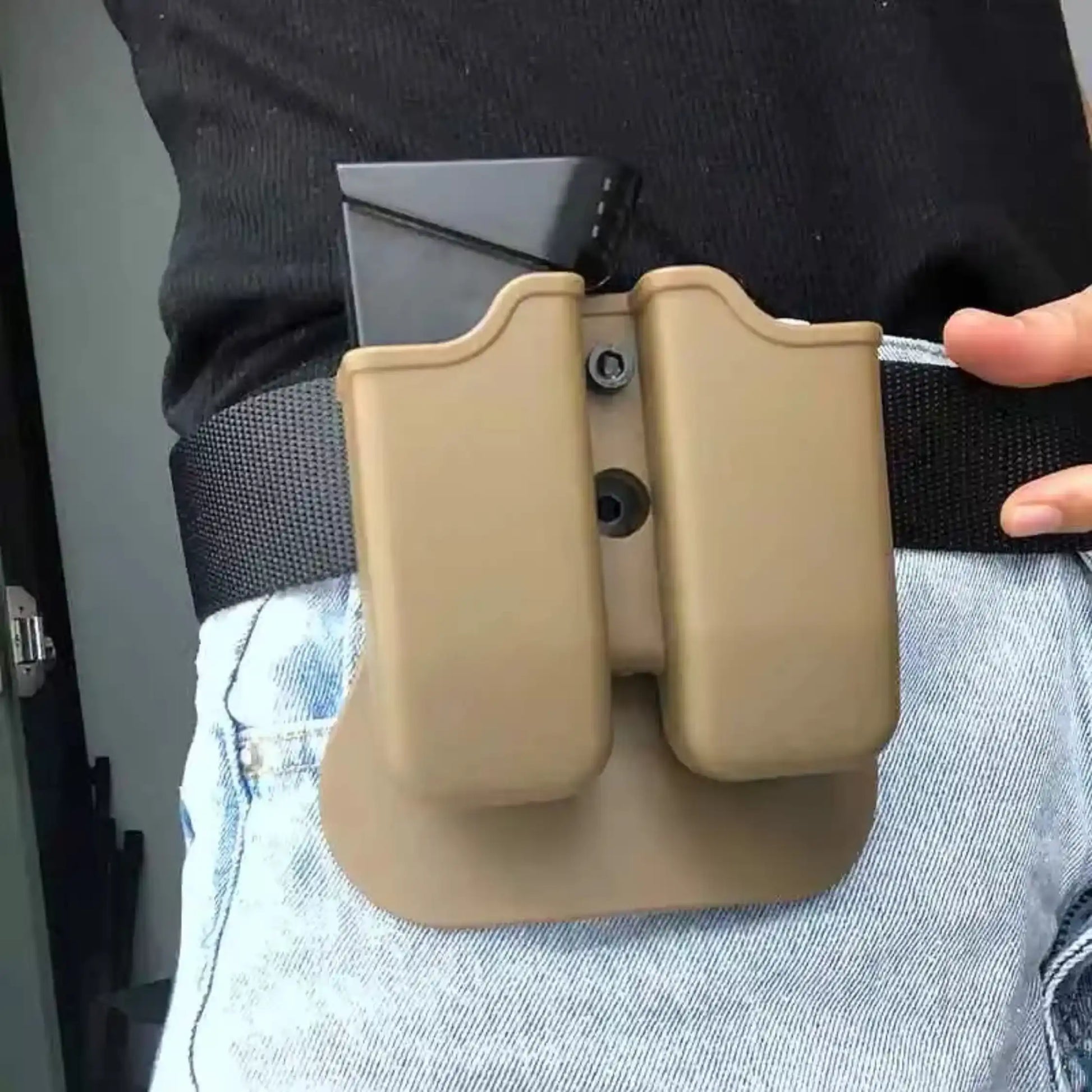 Tactical universal dual magazine 9mm .40 Mag Holster for Glock 17 Beretta M9 M92 USP Paddle Magazine Pouch Case