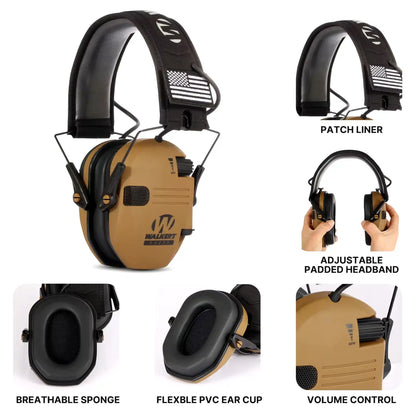 Walker's Lightweight Soundproof Earmuffs For Shooting and Hunting - Khaki